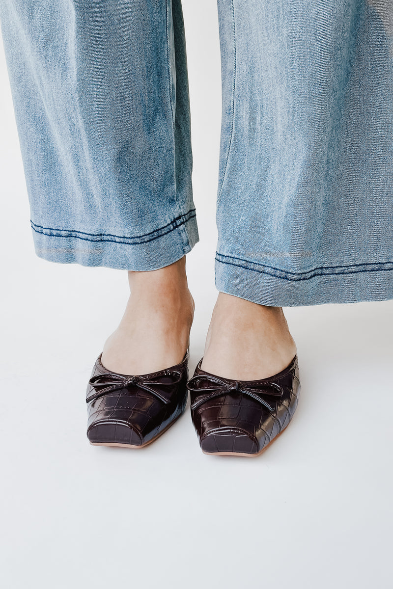 Matisse: Geneva Heeled Mule in Coffee Croc
