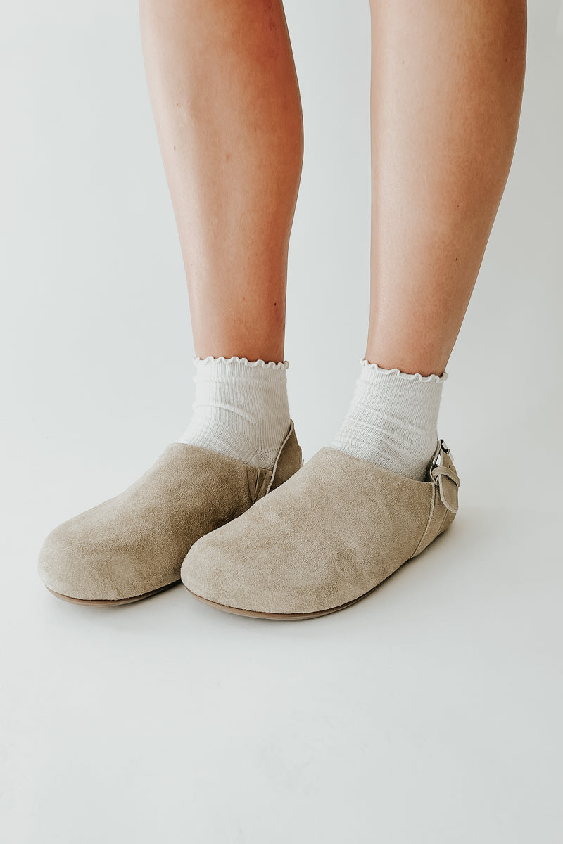 Matisse: Otto Suede Slingback Clog in Taupe