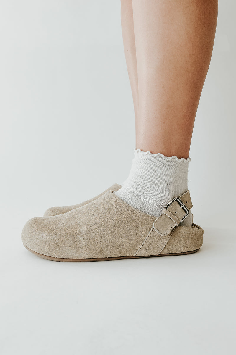 Matisse: Otto Suede Slingback Clog in Taupe