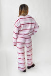 The Owens Striped Sweater Set in Light Pink + Cream