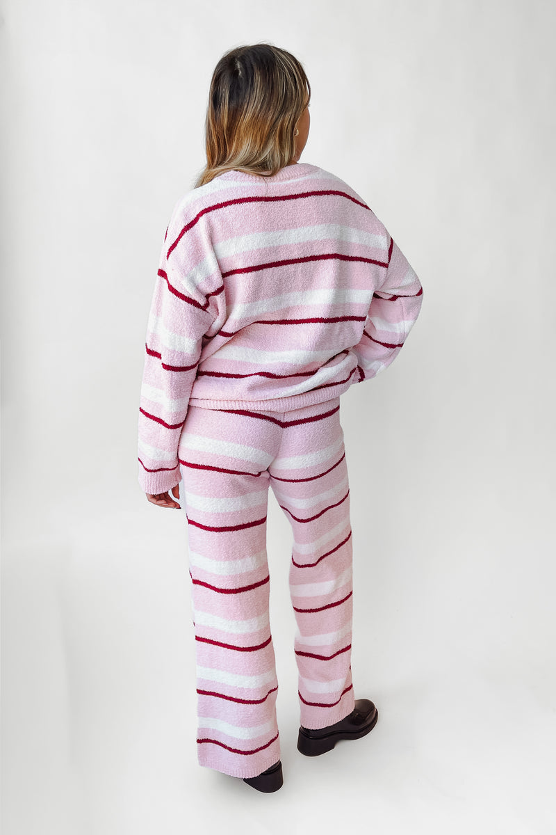 The Owens Striped Sweater Set in Light Pink + Cream