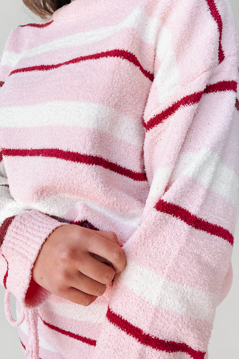 The Owens Striped Sweater Set in Light Pink + Cream