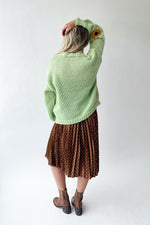 The Daphne Floral Knit Cardigan in Lime