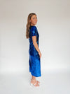 The Liviana Sequin Midi Dress in Cobalt Blue