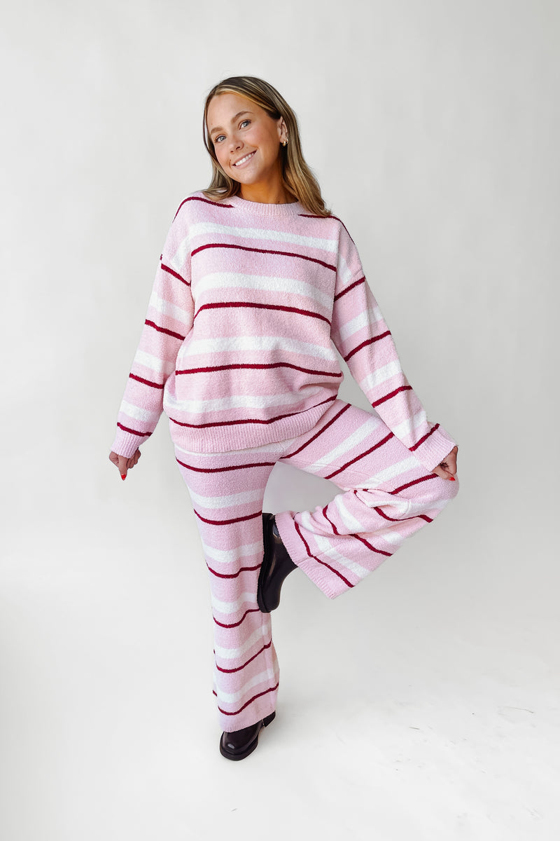 The Owens Striped Sweater Set in Light Pink + Cream