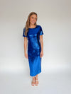 The Liviana Sequin Midi Dress in Cobalt Blue