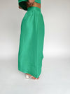 The Caryn Metallic Maxi Skirt in Kelly Green