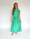 The Caryn Metallic Maxi Skirt in Kelly Green