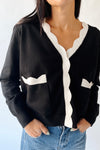 The Lucero Scallop Detail Cardigan in Black