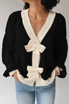 The Winquist Knit Bow Detail Cardigan in Black