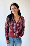 The Jepson Patterned Sweater in Plum + Sky Blue
