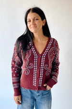The Jepson Patterned Sweater in Plum + Sky Blue