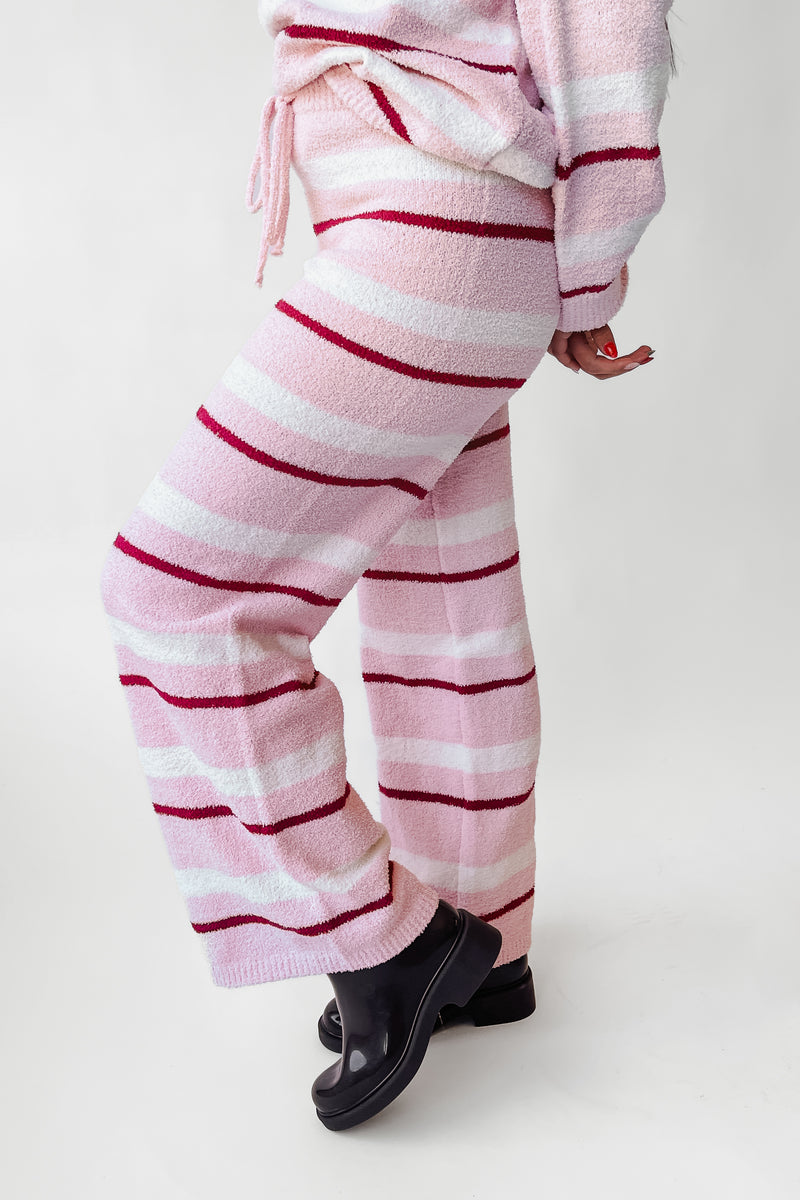 The Owens Striped Sweater Set in Light Pink + Cream