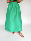 The Caryn Metallic Maxi Skirt in Kelly Green