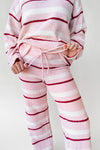 The Owens Striped Sweater Set in Light Pink + Cream