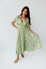 The Helly Smocked Button-Down Maxi Dress in Fern