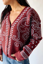 The Jepson Patterned Sweater in Plum + Sky Blue