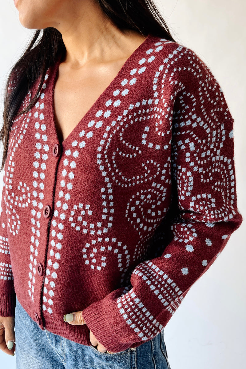 The Jepson Patterned Sweater in Plum + Sky Blue