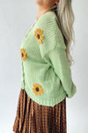The Daphne Floral Knit Cardigan in Lime