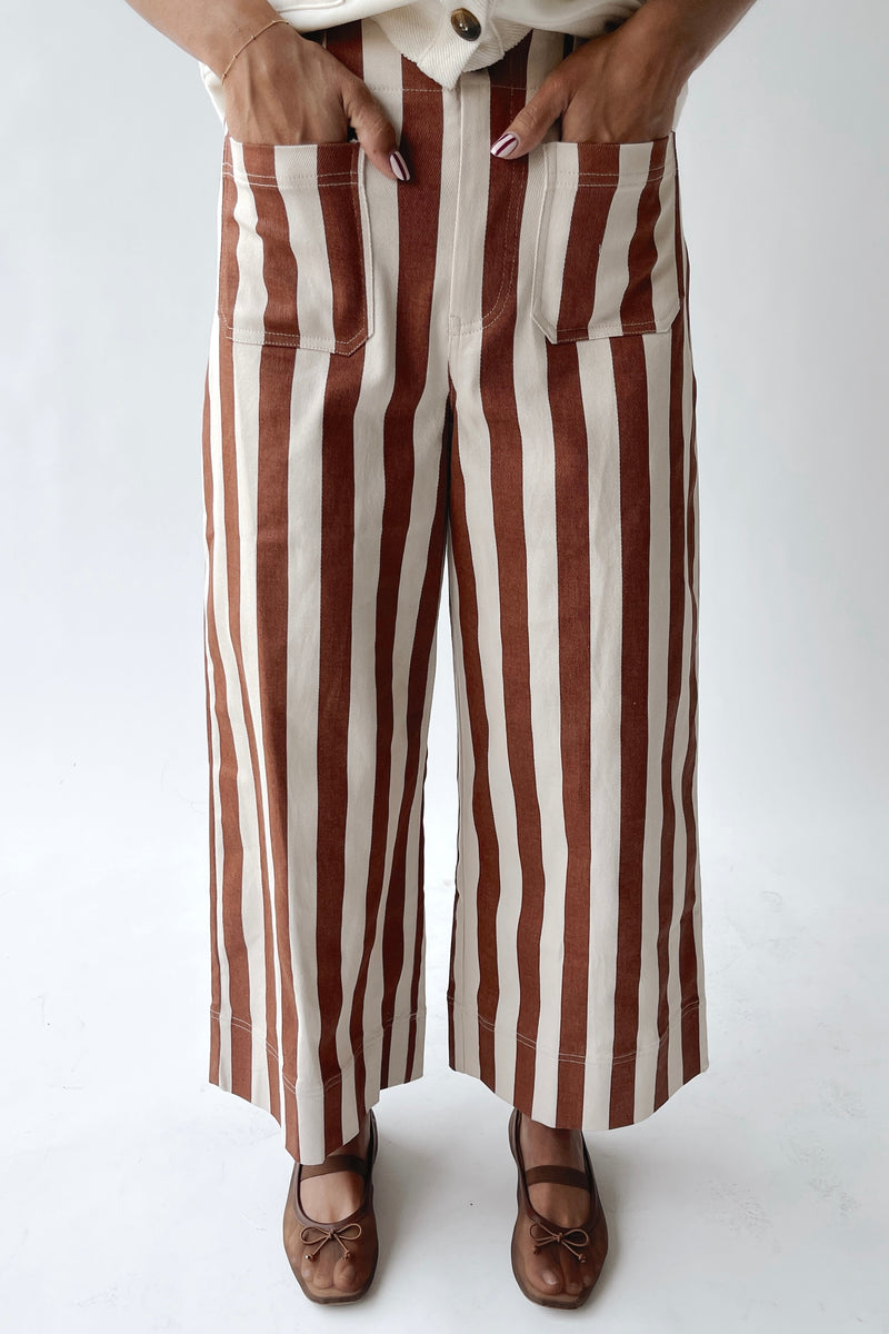 The Neely Pocket Detail Pant in Brick Stripe