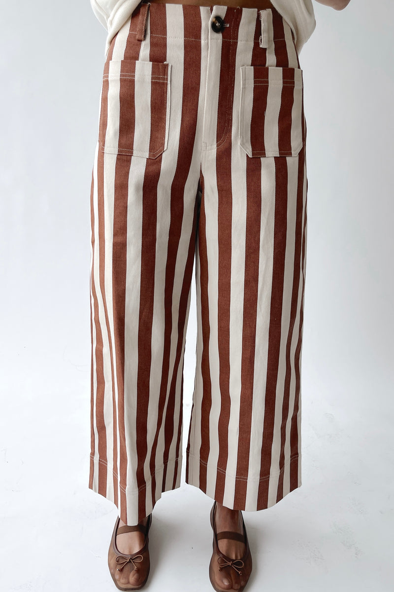 The Neely Pocket Detail Pant in Brick Stripe