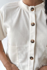 The Quinton Button-Up Blouse in Cream