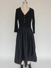 The Fanning Mix Knit Midi Dress in Black