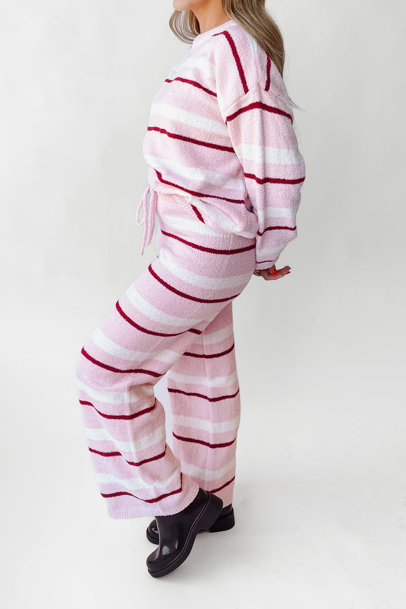 The Owens Striped Sweater Set in Light Pink + Cream