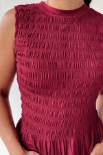 The Tate Smocked Tank in Burgundy