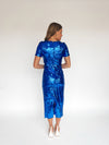 The Liviana Sequin Midi Dress in Cobalt Blue