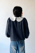 The Orzoco Frill Collar Cardigan in Midnight