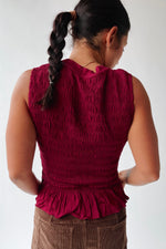 The Tate Smocked Tank in Burgundy
