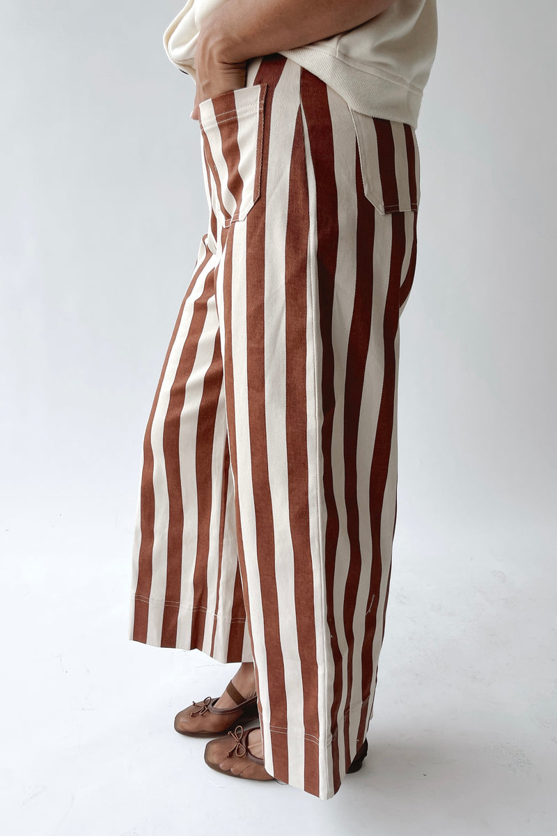 The Neely Pocket Detail Pant in Brick Stripe