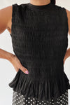 The Tate Smocked Tank in Black