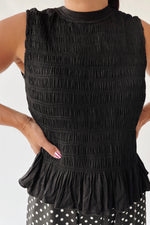 The Tate Smocked Tank in Black