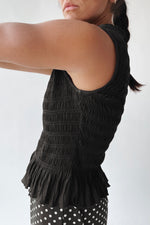 The Tate Smocked Tank in Black