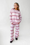 The Owens Striped Sweater Set in Light Pink + Cream