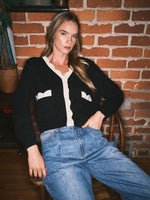 The Lucero Scallop Detail Cardigan in Black
