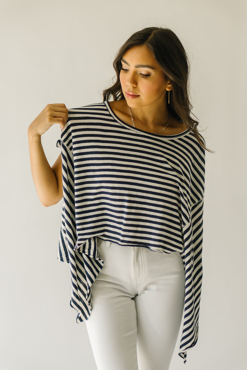 Free People: Striped Angel Tee in Navy Combo