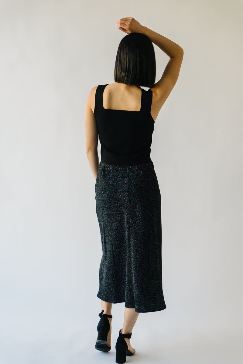 The Georganna Floral Midi Skirt in Black