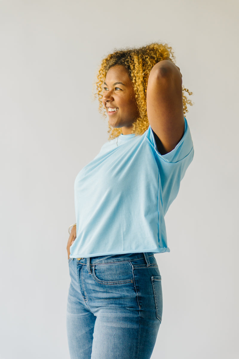 The Hixon Raw Hem Tee in Sky Blue