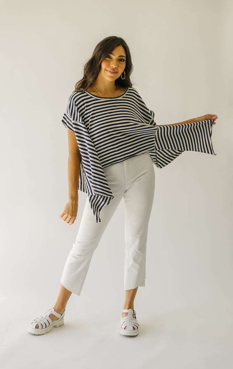 Free People: Striped Angel Tee in Navy Combo