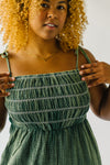 The Irondale Smocked Detail Jumpsuit in Deep Moss