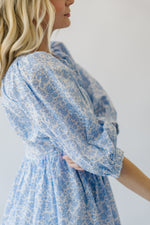 The Soloman Tie Detail Dress in Blue Floral
