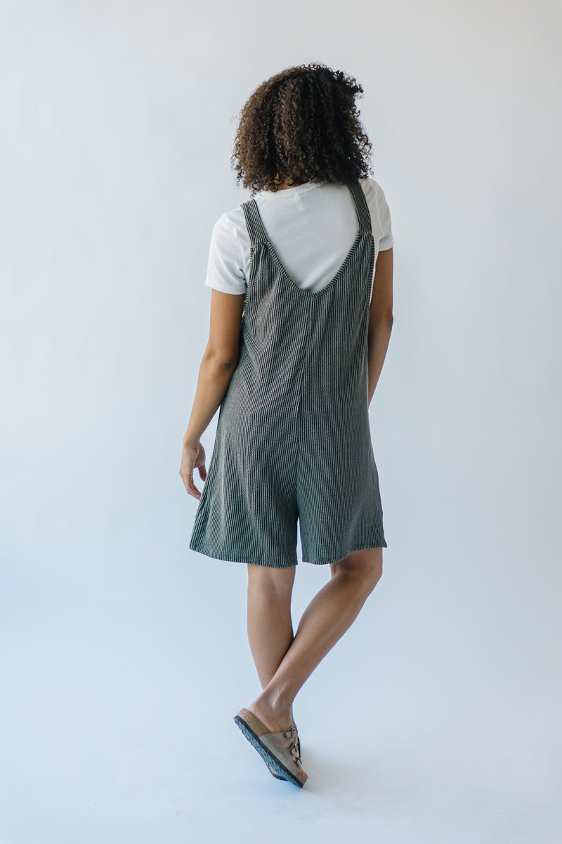 The Claire Ribbed Romper in Olive