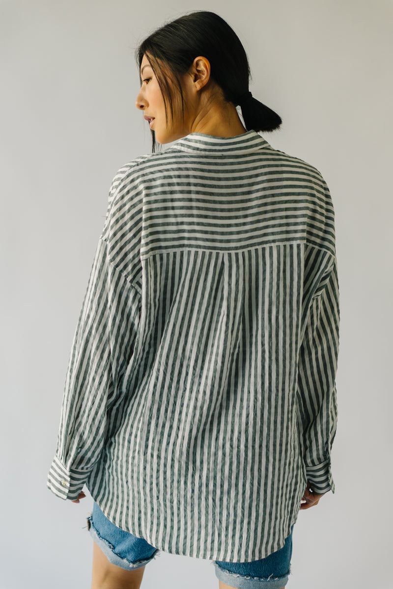 The Avilla Button-Down Shirt in Olive Stripe
