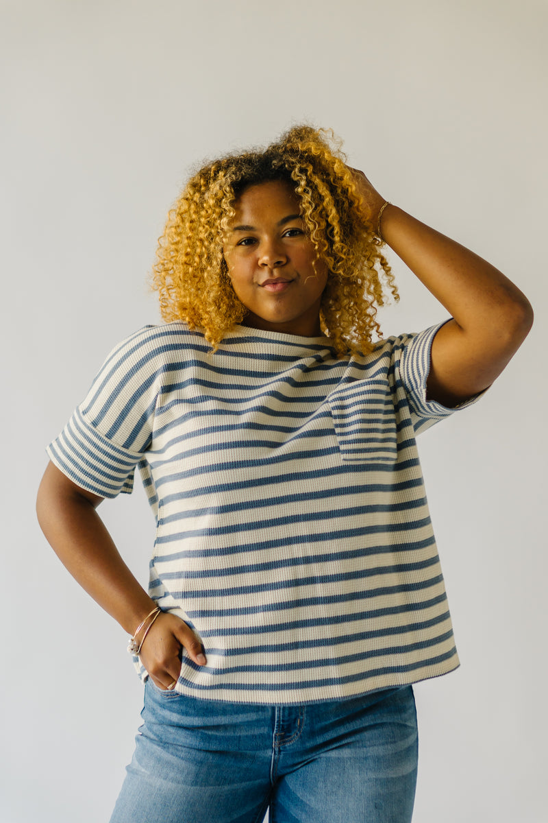 The Harrisburg Pocket Detail Tee in Denim Stripe