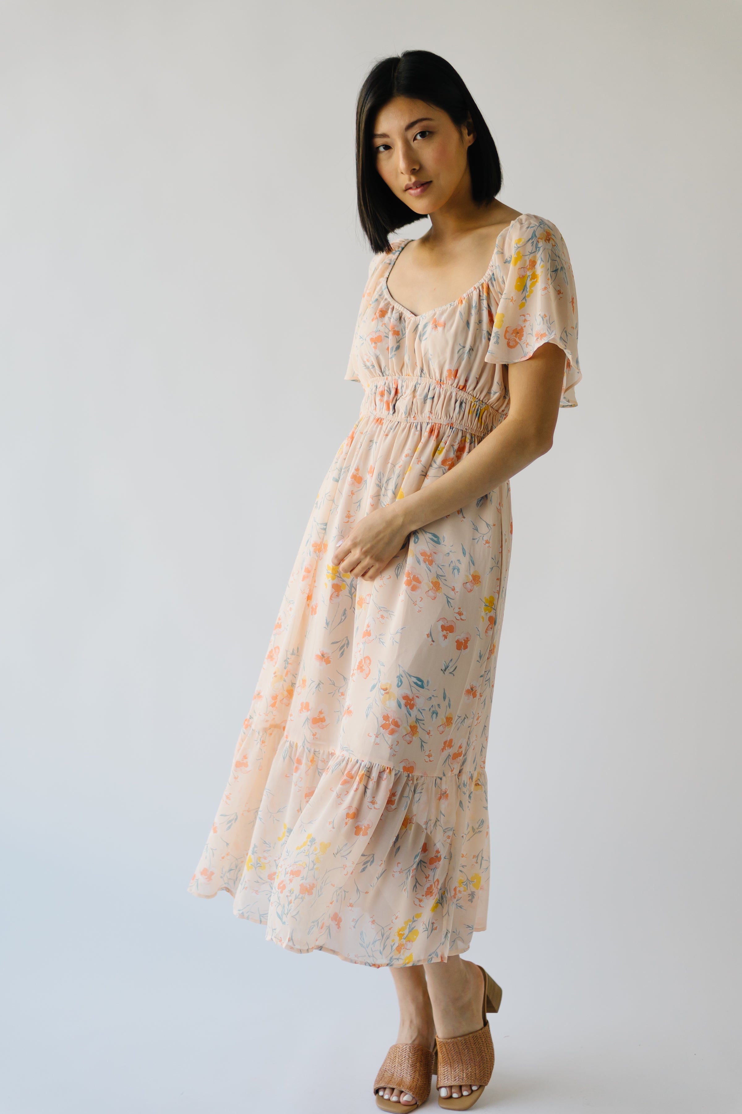 The Seneca Ditsy Floral Print Midi Dress