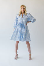 The Soloman Tie Detail Dress in Blue Floral