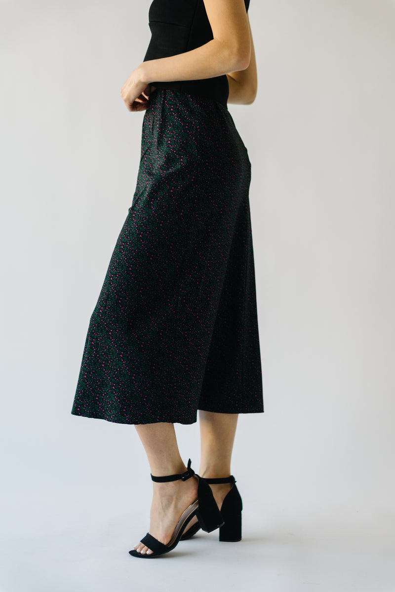 The Georganna Floral Midi Skirt in Black